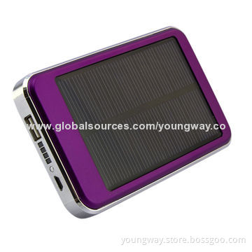 6,000mAh Solar Charger, Dual-output, 5V DC, 1,000mA Input
